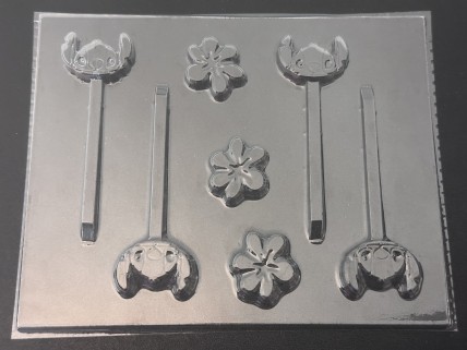 592sp Hawaiian Girl's Friend Face and Flower Chocolate or Hard Candy Lollipop Mold 